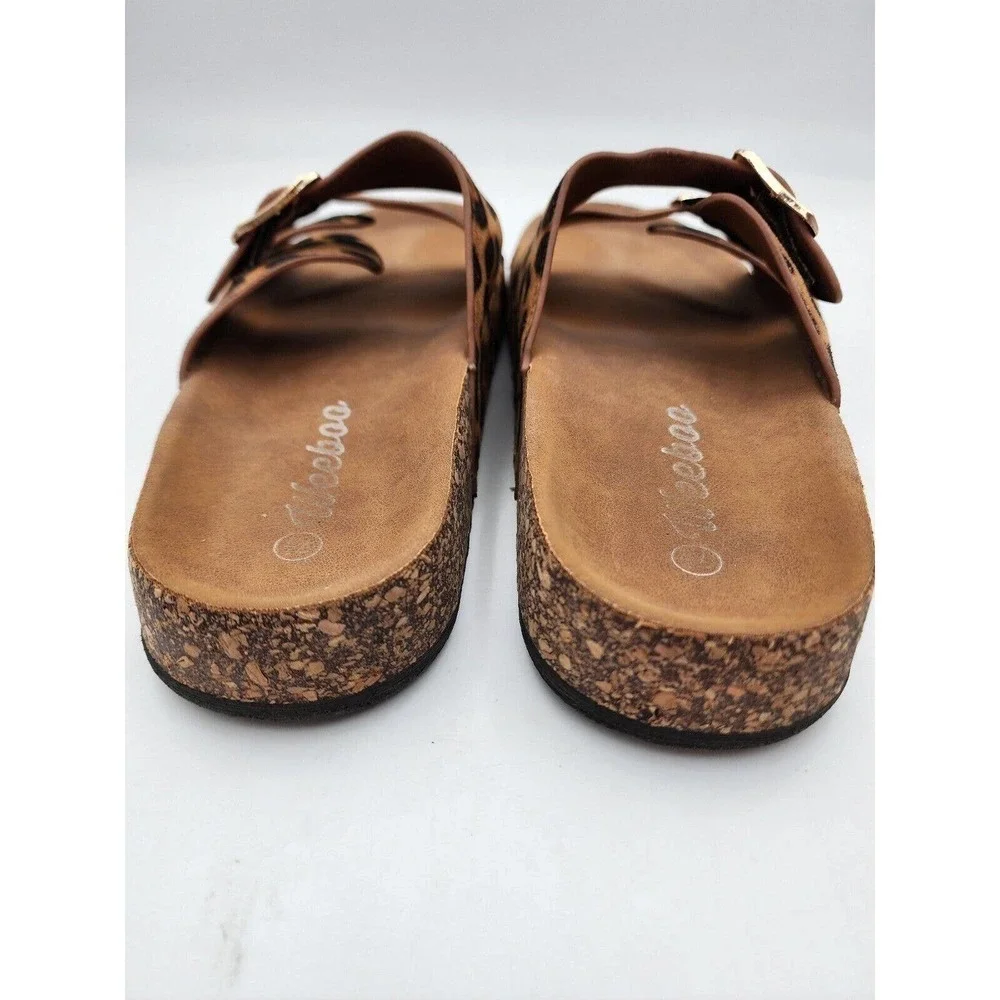 WEEBOO Leopard Suede Leather Slides Sandals Buckle Women's Size 7.5 - Picture 8 of 10